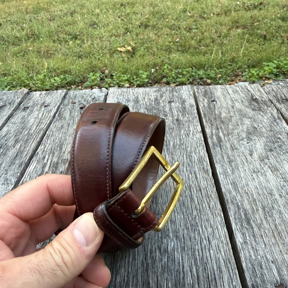 Brooks Brothers Mens 34 Brown Leather Dress Belt USA Brass Buckle 2149